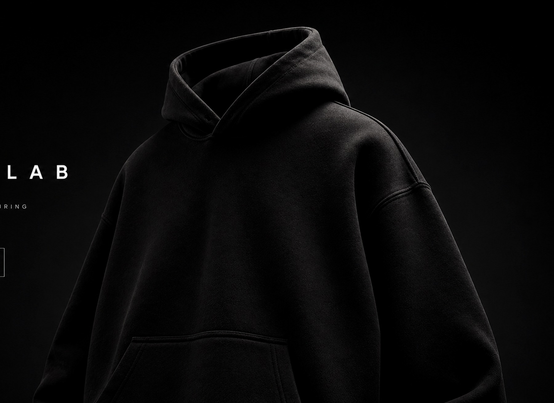 Premium black hoodie editorial product image